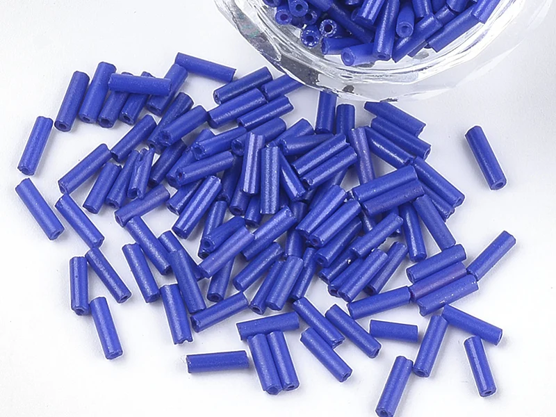 Perles tubes bugle - Bleu cobalt - 6 mm - 10 g