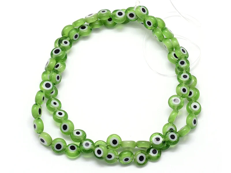 Lot de 20 petites perles en verre - œil turc vert - 6 x 3 mm