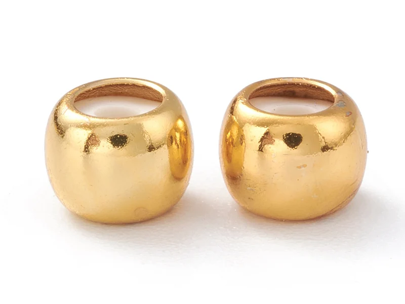Lot de 5 perles stoppeur - perles avec caoutchouc pour bracelets coulissants - doré à l'or fin 18K- 7 x 5 mm