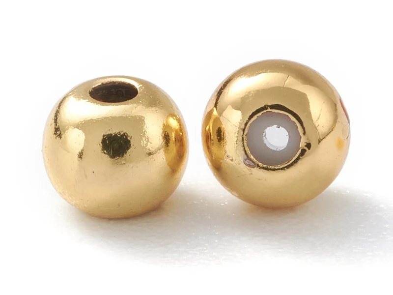 Lot de 5 perles stoppeur - perles avec caoutchouc pour bracelets coulissants - doré à l'or fin 18K - 4 x 3 mm
