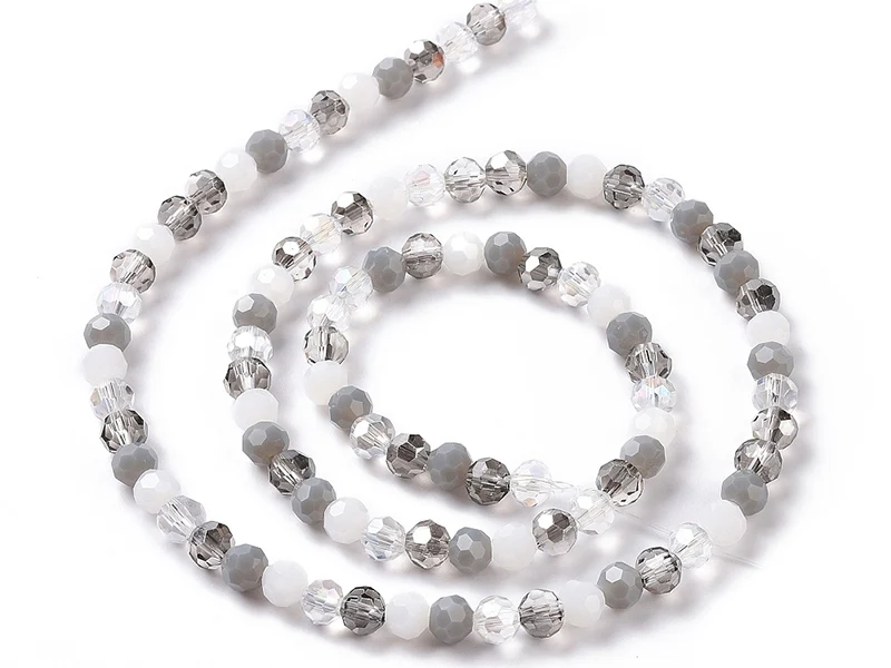Lot de 50 perles rondes facettées - 5 mm - Tons gris