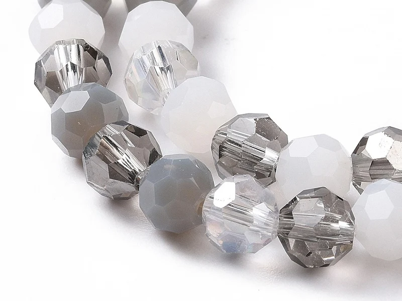 Lot de 50 perles rondes facettées - 5 mm - Tons gris