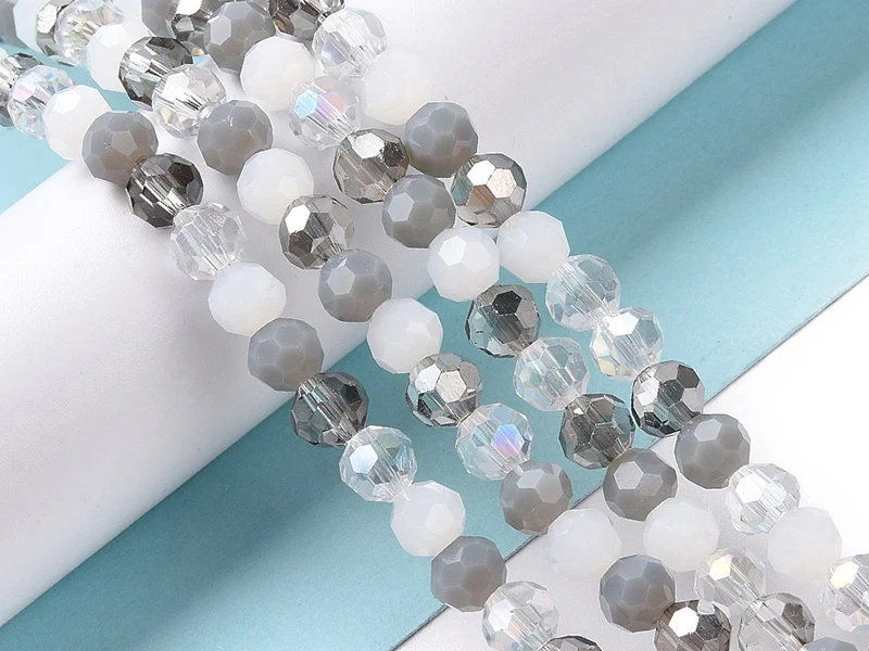 Lot de 50 perles rondes facettées - 5 mm - Tons gris