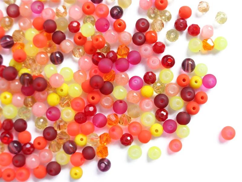 20 g de perles rondes en verre 4 mm - tons orangés