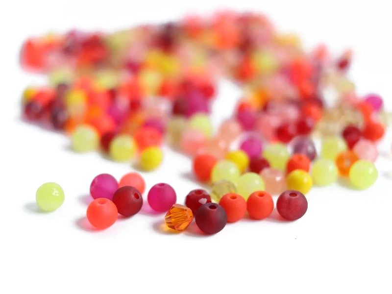 20 g de perles rondes en verre 4 mm - tons orangés