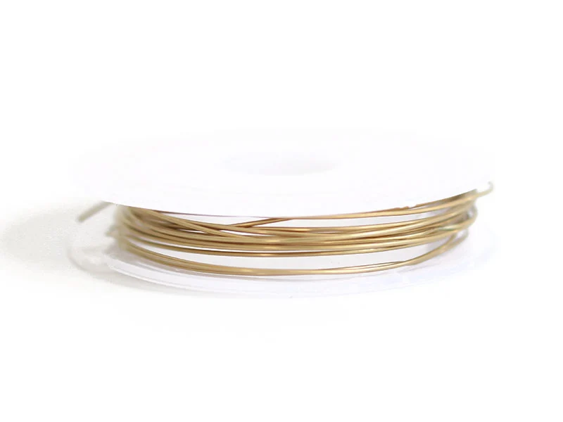 2 m de fil de laiton fin - Doré à l’or fin 18K - 0,6 mm