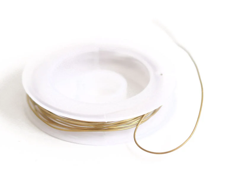 2 m de fil de laiton fin - Doré à l’or fin 18K - 0,6 mm