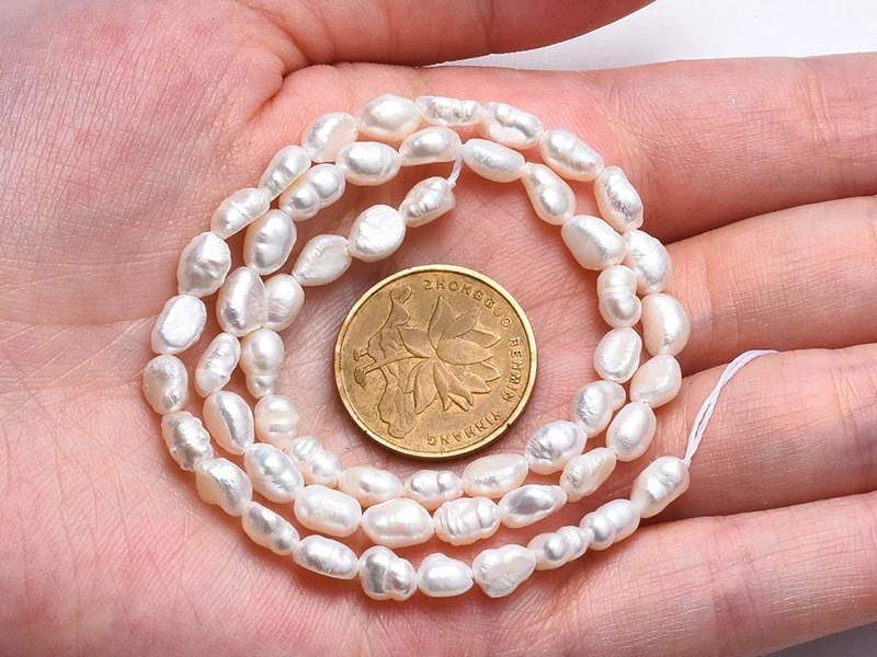 Lot de 20 perles de culture - forme graine - 4 à 8 mm