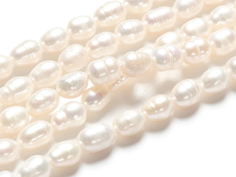 Lot de 20 perles de culture - forme grain de riz - 4 à 6 mm