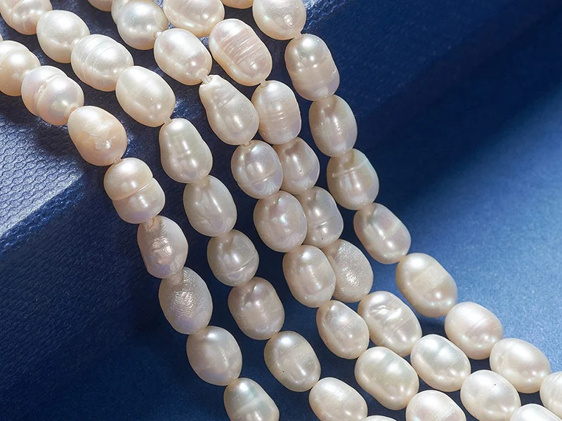 Lot de 20 perles de culture - forme grain de riz - 4 à 6 mm