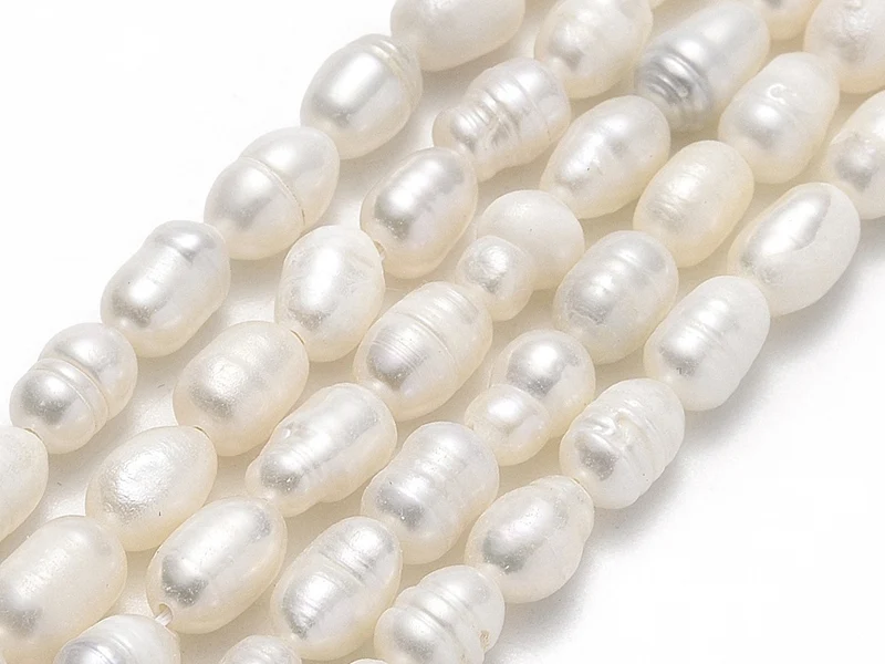 Lot de 20 perles de culture - forme grain de riz - 5 à 7 mm