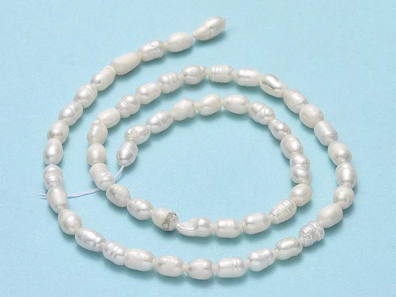 Lot de 20 perles de culture - forme grain de riz - 5 à 7 mm