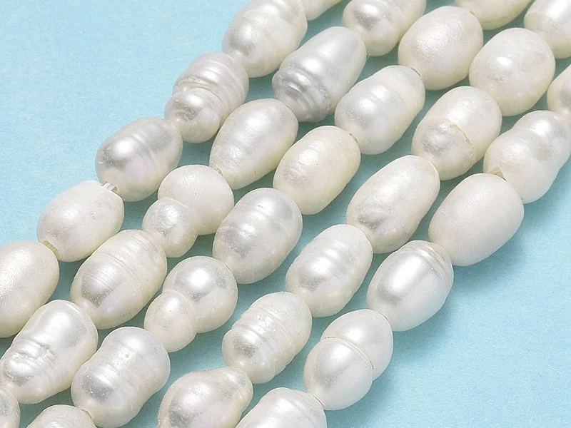 Lot de 20 perles de culture - forme grain de riz - 5 à 7 mm