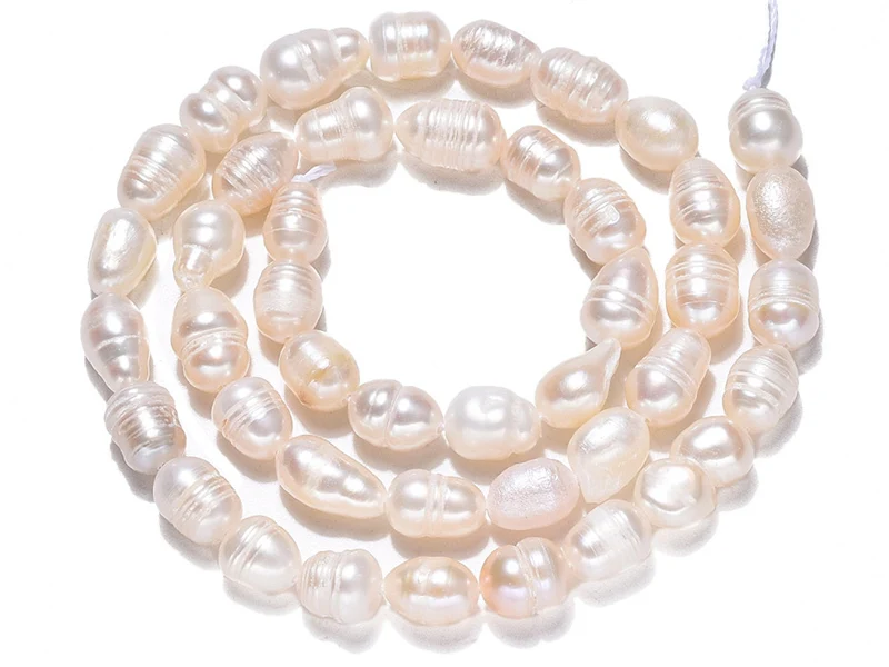 Lot de 20 perles de culture - Forme grain de riz - 6 à 12 mm