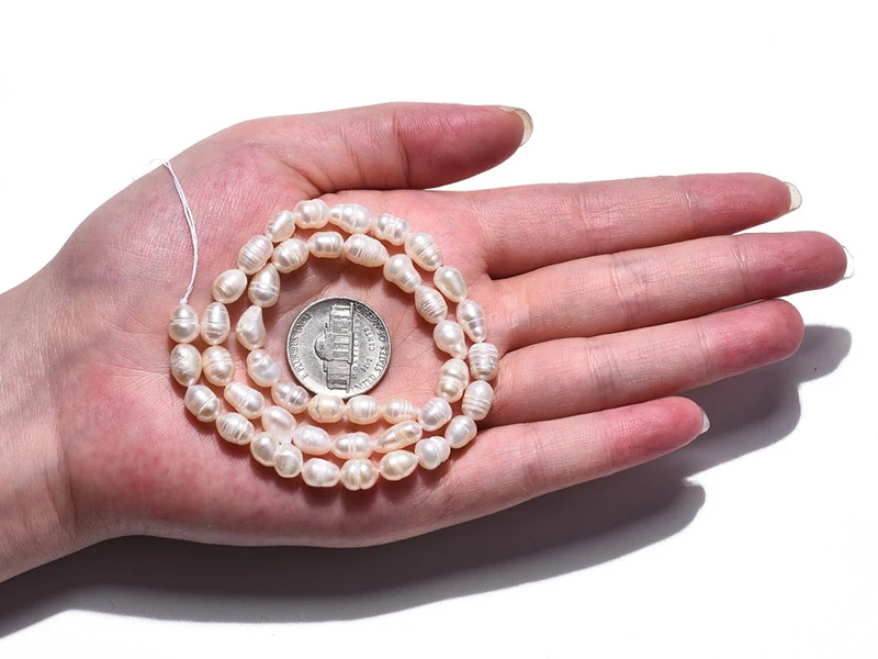 Lot de 20 perles de culture - Forme grain de riz - 6 à 12 mm