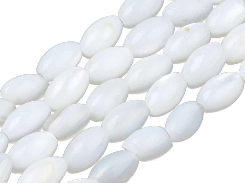 Lot de 20 perles en coquillage naturel - forme grain de riz - 5 x 3 mm