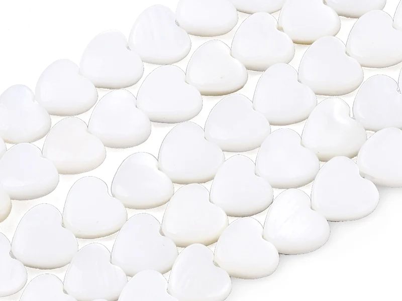 Lot de 10 perles cœur - Coquillage naturel - 6 mm