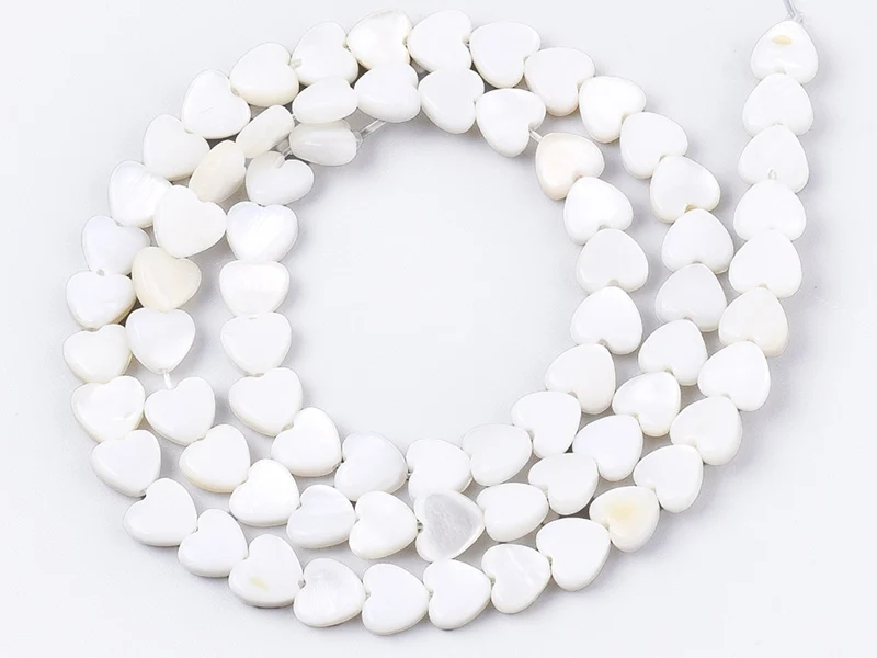 Lot de 10 perles cœur - Coquillage naturel - 6 mm