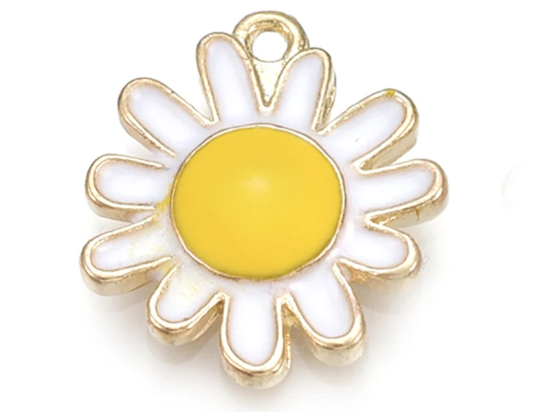 Breloque fleur émaillée - 17 x 14 mm