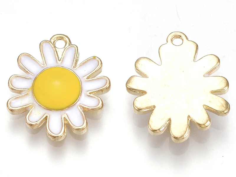 Breloque fleur émaillée - 17 x 14 mm