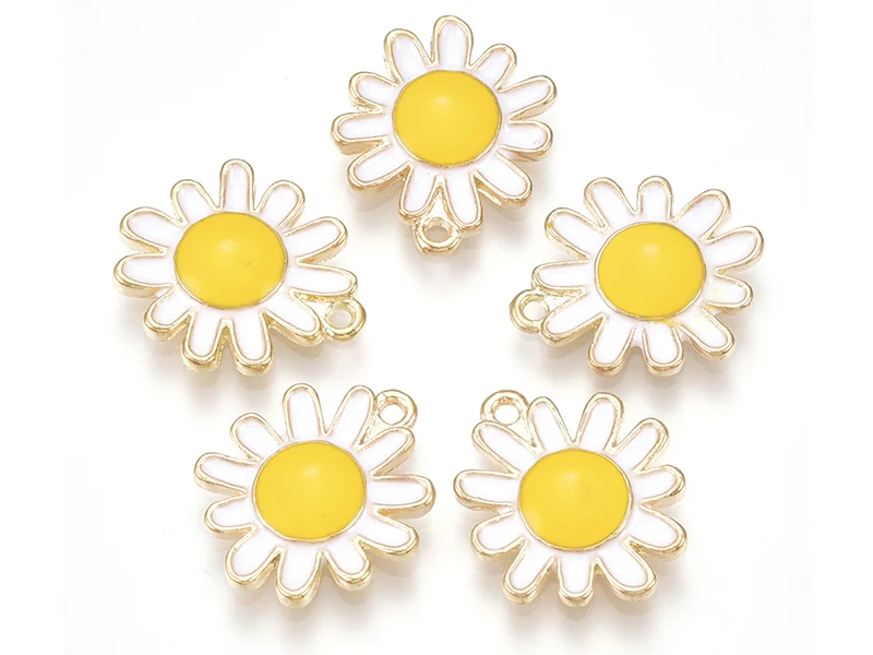 Breloque fleur émaillée - 17 x 14 mm