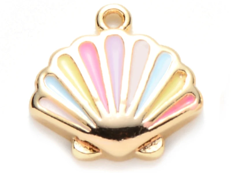Breloque émaillée - Coquillage pastel multicolore