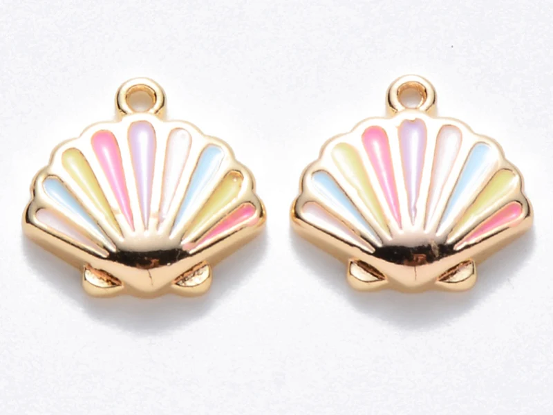 Breloque émaillée - Coquillage pastel multicolore