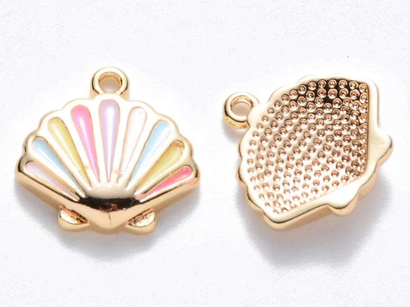 Breloque émaillée - Coquillage pastel multicolore