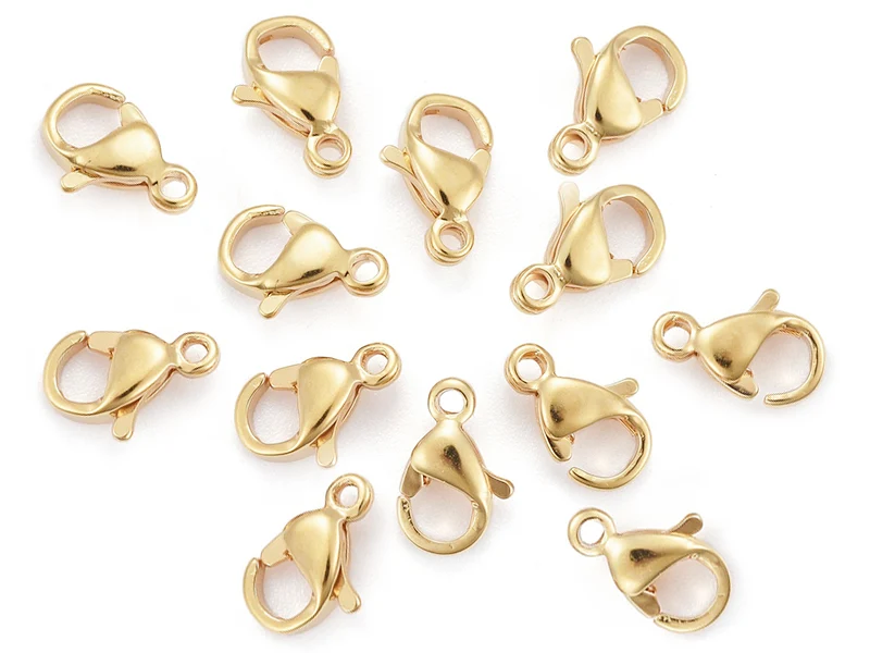 Lot de 10 fermoirs mousquetons - Doré à l'or fin 24K - éco pack - 9 x 6 mm