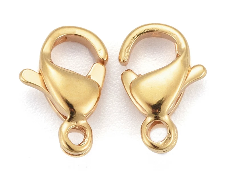 Lot de 10 fermoirs mousquetons - Doré à l'or fin 24K - éco pack - 9 x 6 mm