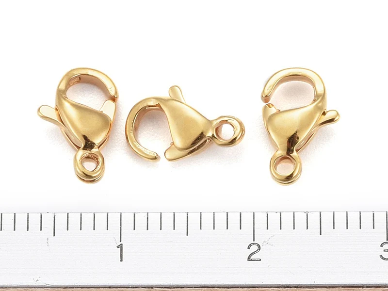 Lot de 10 fermoirs mousquetons - Doré à l'or fin 24K - éco pack - 9 x 6 mm