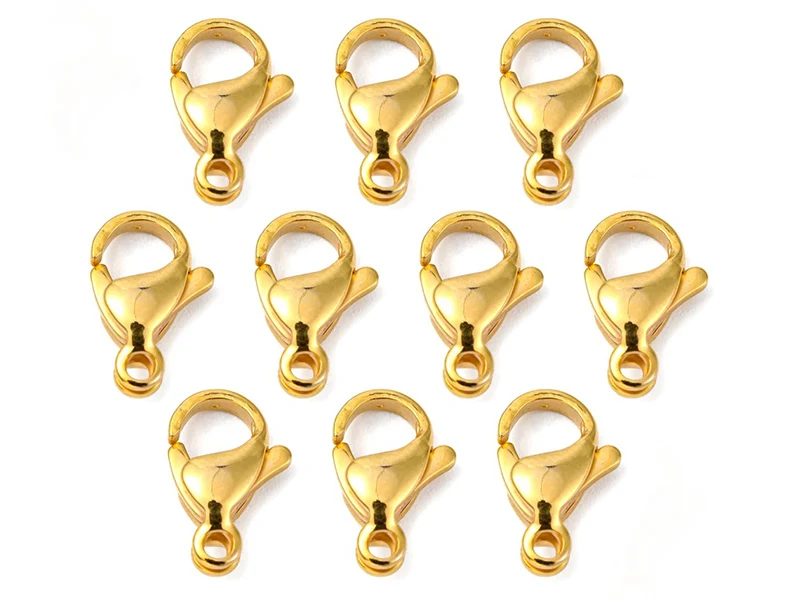 Lot de 10 fermoirs mousquetons - doré à l'or fin 24K - éco pack - 11 x 7 mm