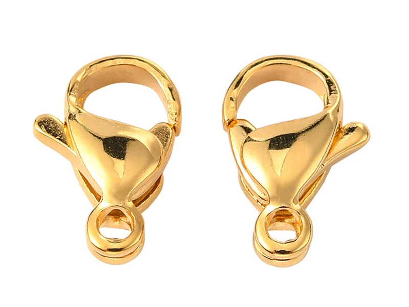 Lot de 10 fermoirs mousquetons - doré à l'or fin 24K - éco pack - 11 x 7 mm
