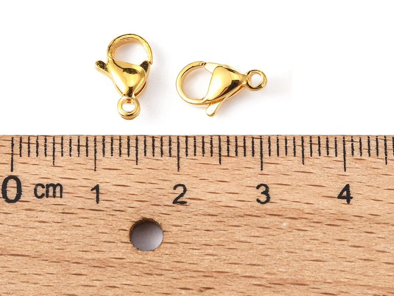 Lot de 10 fermoirs mousquetons - doré à l'or fin 24K - éco pack - 11 x 7 mm