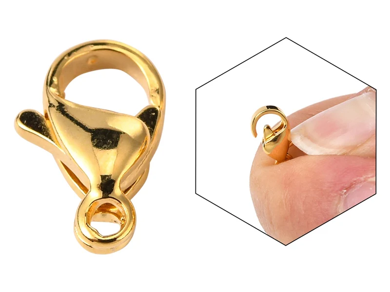 Lot de 10 fermoirs mousquetons - doré à l'or fin 24K - éco pack - 11 x 7 mm