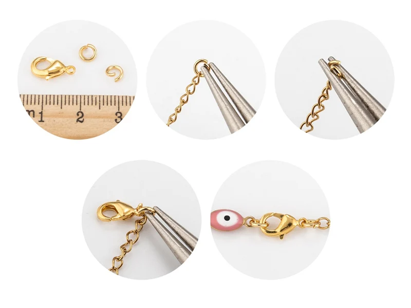 Lot de 10 fermoirs mousquetons - Doré à l'or fin 24K - éco pack - 13 x 8 mm