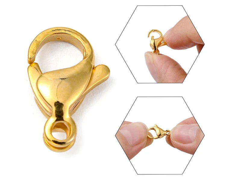 Lot de 10 fermoirs mousquetons - Doré à l'or fin 24K - éco pack - 13 x 8 mm