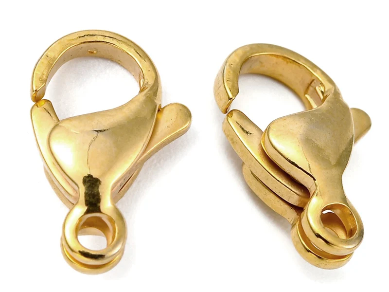 Lot de 10 fermoirs mousquetons - Doré à l'or fin 24K - éco pack - 13 x 8 mm
