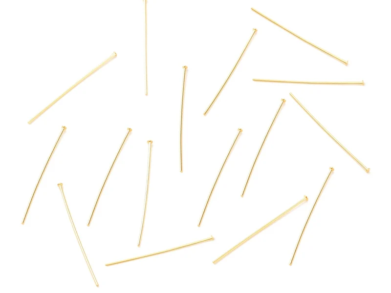 Lot de 50 clous à tête plate - Doré à l'or fin 18K - 25 mm