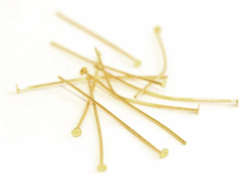 Lot de 50 clous à tête plate - Doré à l'or fin 18K - 25 mm