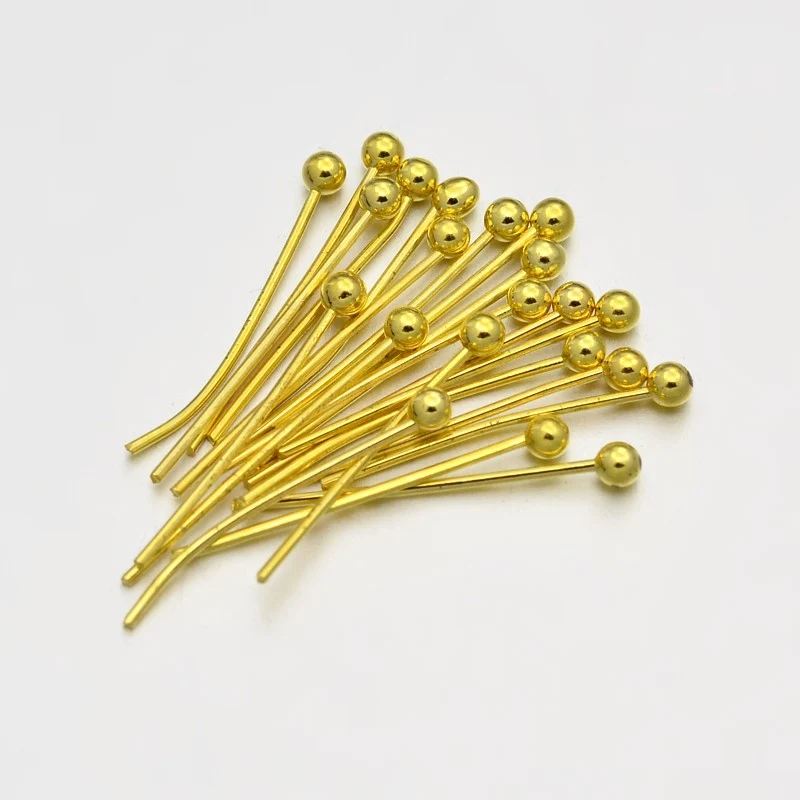 Lot de 50 clous à tête boule - Doré - 30 mm
