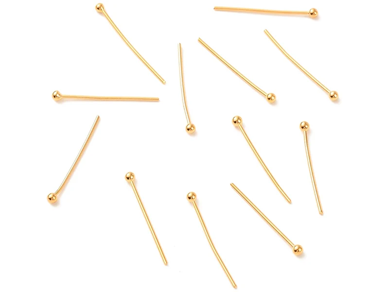 Lot de 50 clous à tête boule - Doré à l'or fin 18K - 21 mm