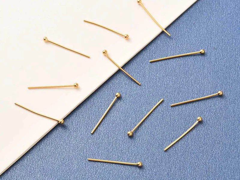 Lot de 50 clous à tête boule - Doré à l'or fin 18K - 21 mm