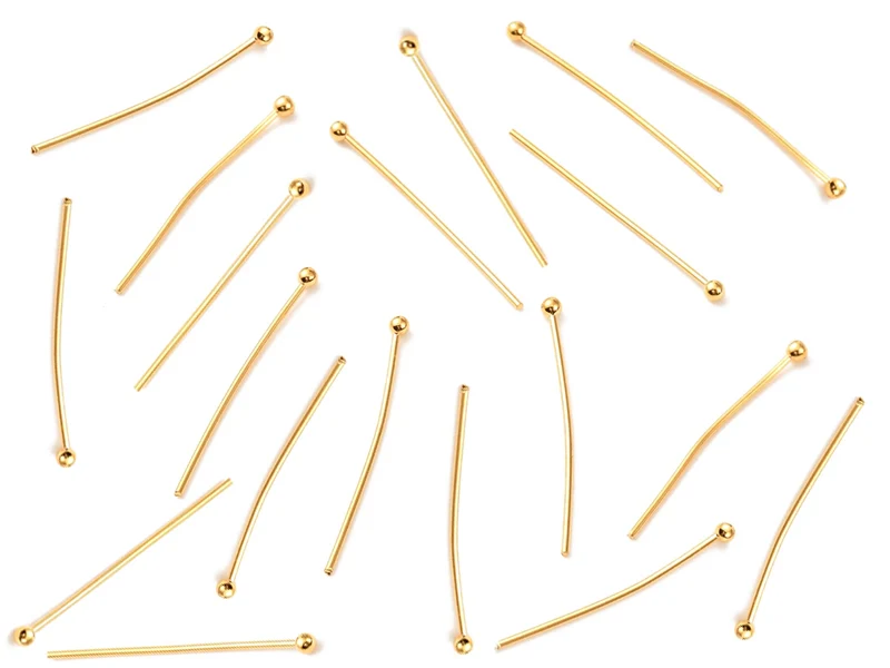 Lot de 50 clous à tête boule - Doré à l'or fin 18K - 27 mm