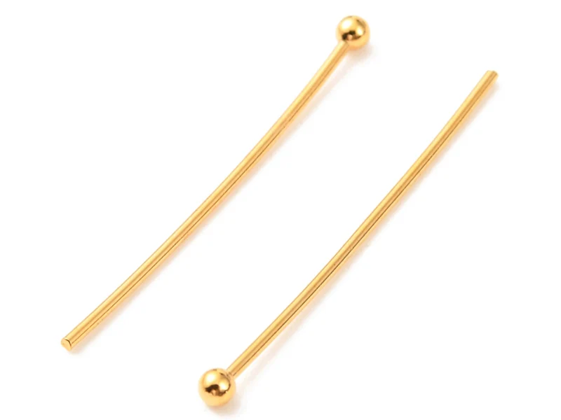 Lot de 50 clous à tête boule - Doré à l'or fin 18K - 27 mm