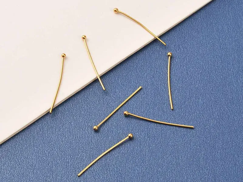 Lot de 50 clous à tête boule - Doré à l'or fin 18K - 27 mm