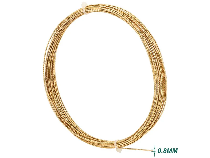 10 mètres de fil de cuivre texturé - doré brillant - 0,8 mm