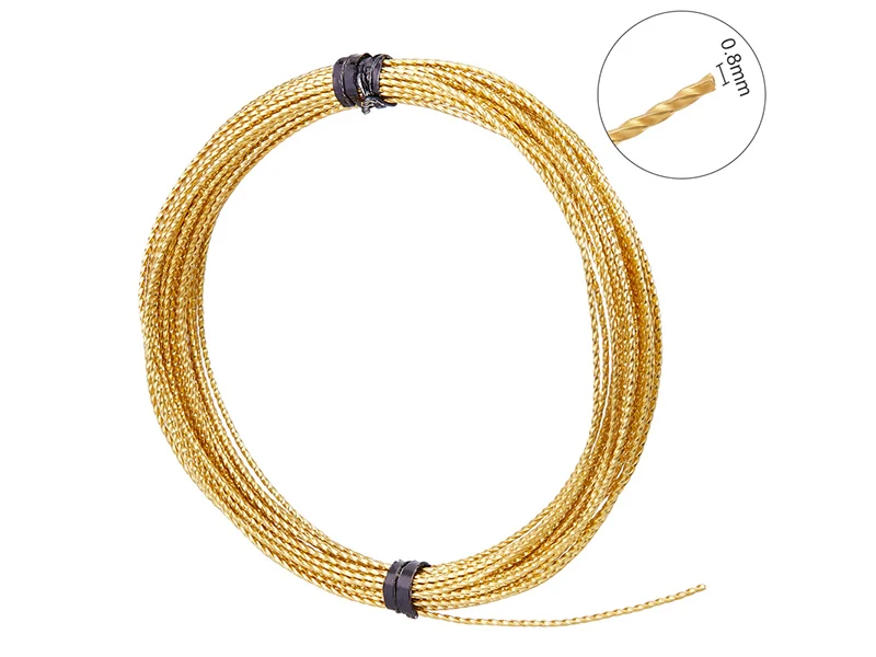 6 mètres de fil de cuivre torsadé - doré mat - 0,8 mm