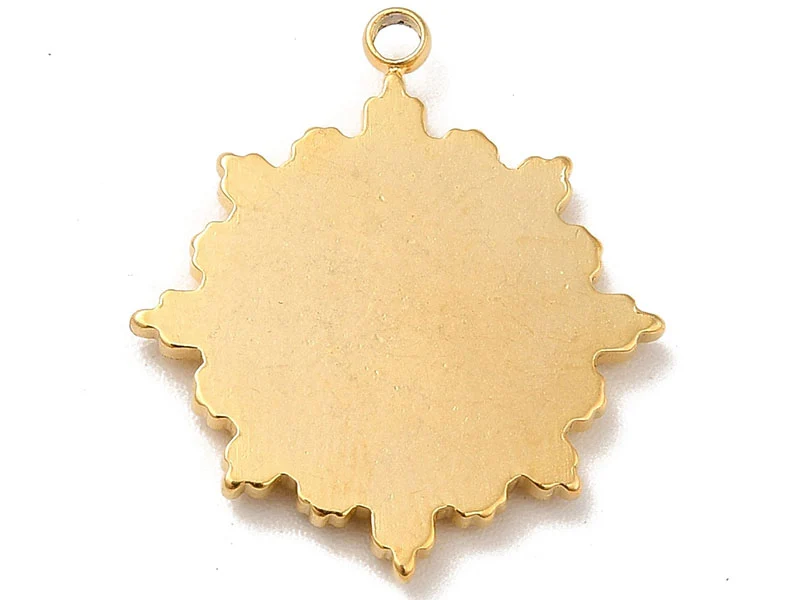 Pendentif soleil et étoile astro - Doré à l'or fin 18k - 21 x 18 mm