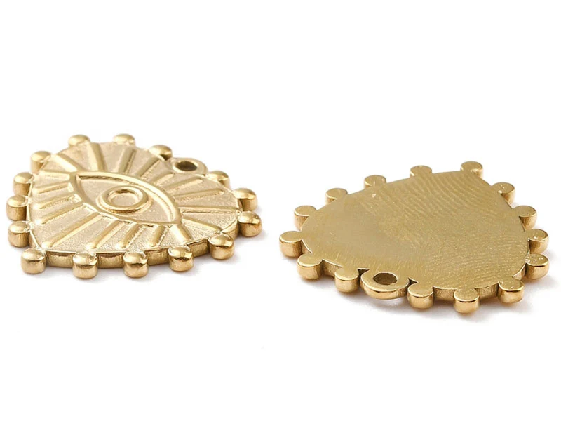 Pendentif cœur oeil - Doré à l'or fin 24K - 19 x 20 mm